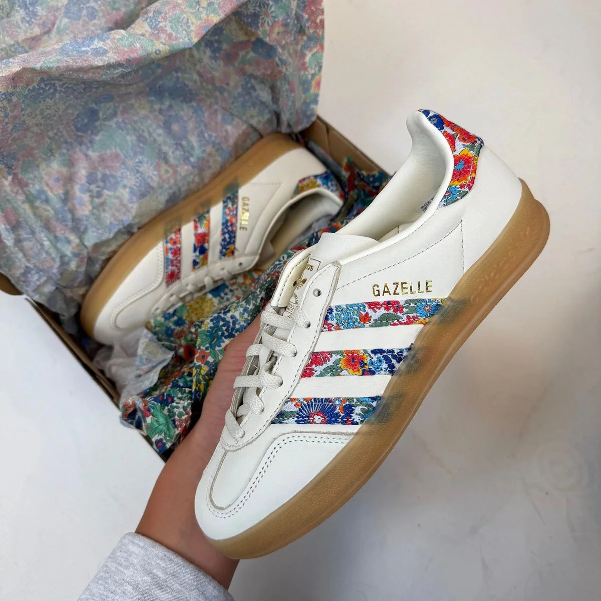 Adidas Gazelle Indoor Liberty London Floral Embroidery Stripes - Image 8