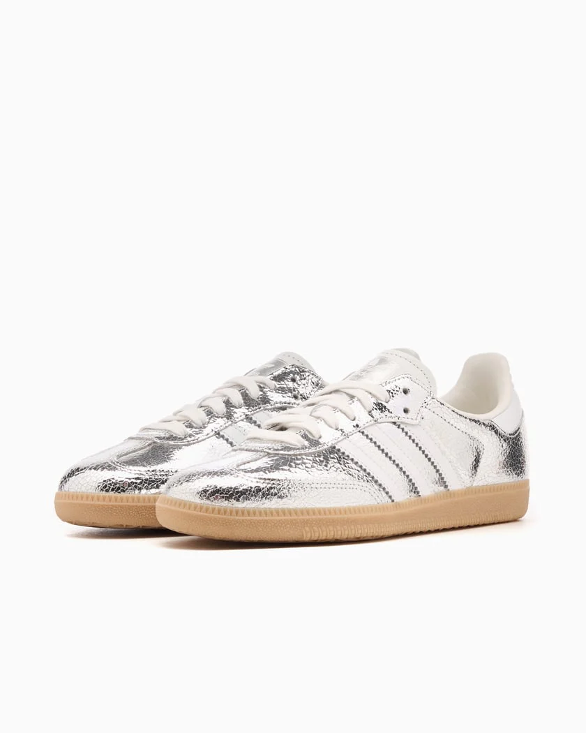 Adidas Samba OG Silver Metallic Cracked Leather - Image 3