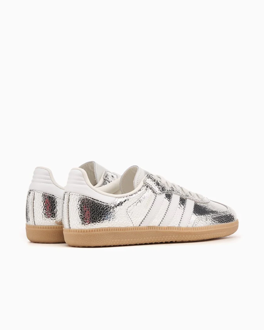 Adidas Samba OG Silver Metallic Cracked Leather - Image 4