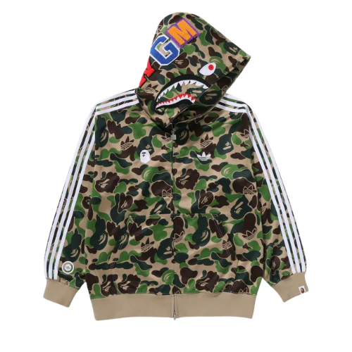 adidas x BAPE Relaxed Fit Track Camo Shark Full Zip Hoodie Green