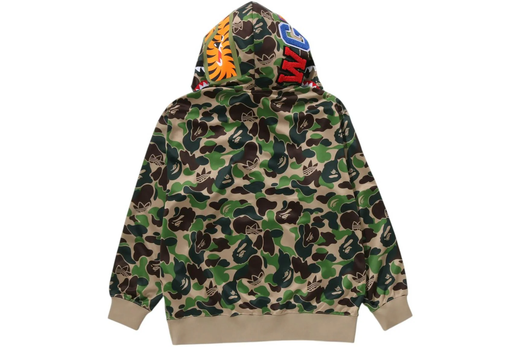 adidas x BAPE Relaxed Fit Track Camo Shark Full Zip Hoodie Green - Image 3