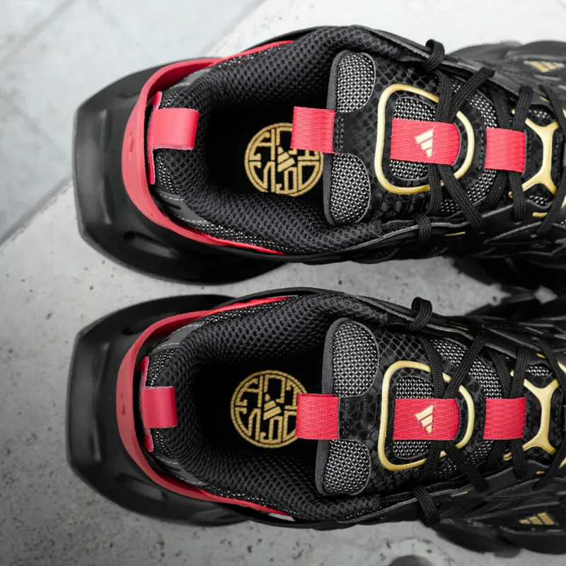 adidas XLG Runner Deluxe Black Gold Metallic Red - Image 6