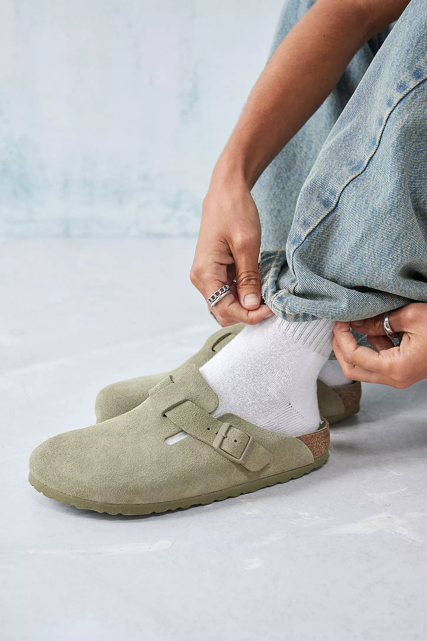 Birkenstock Boston Soft Footbed Suede Faded Khaki - Image 2
