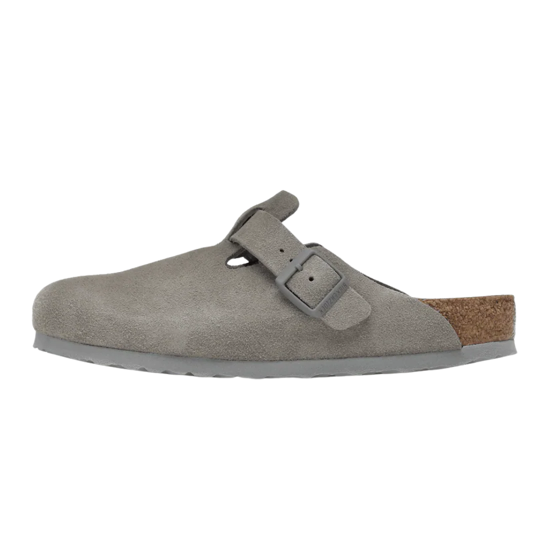 Birkenstock Boston Soft Footbed Suede Stone Coin