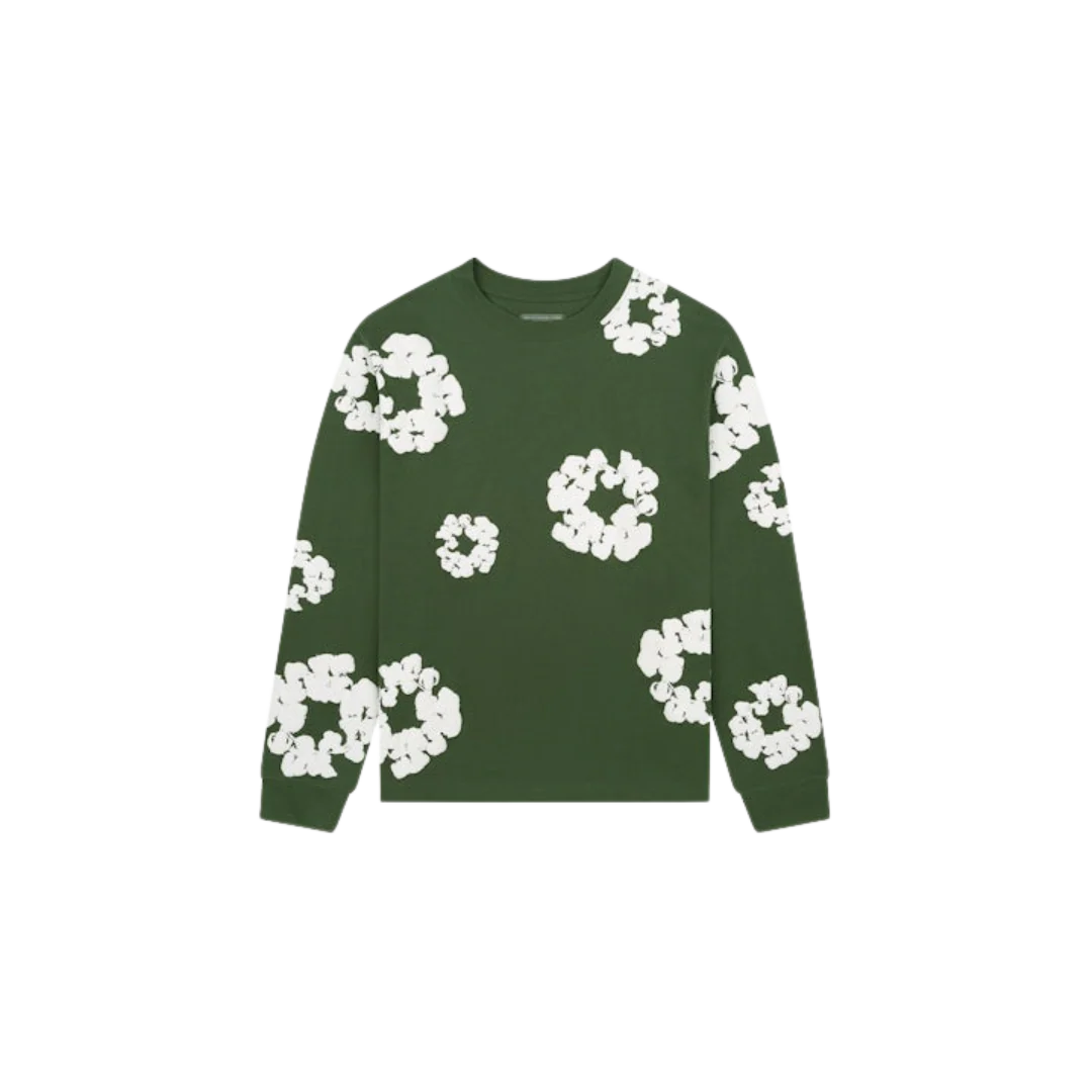 Denim Tears Long Sleeve Cotton Wreath T-shirt Green