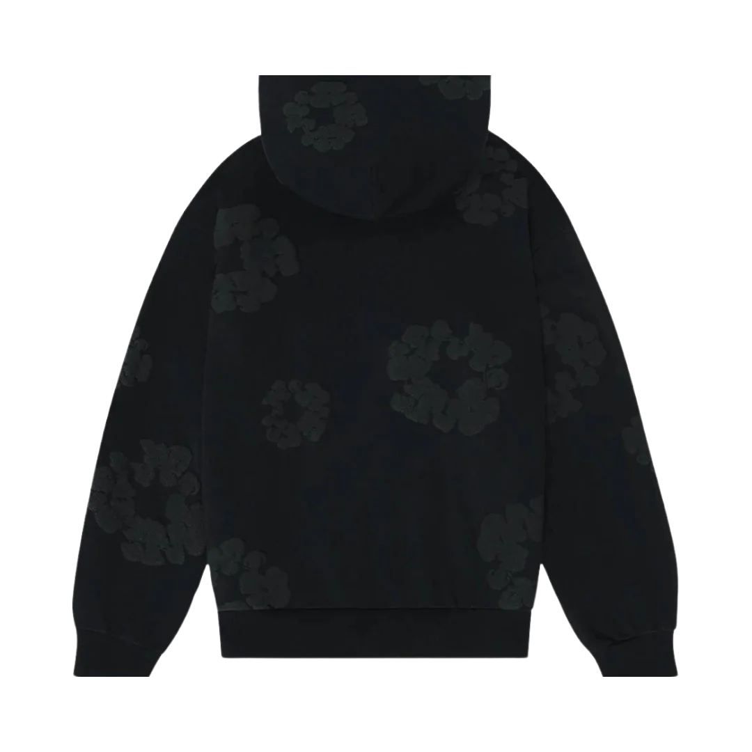 Denim Tears The Cotton Wreath Hoodie Black Monochrome - Image 4