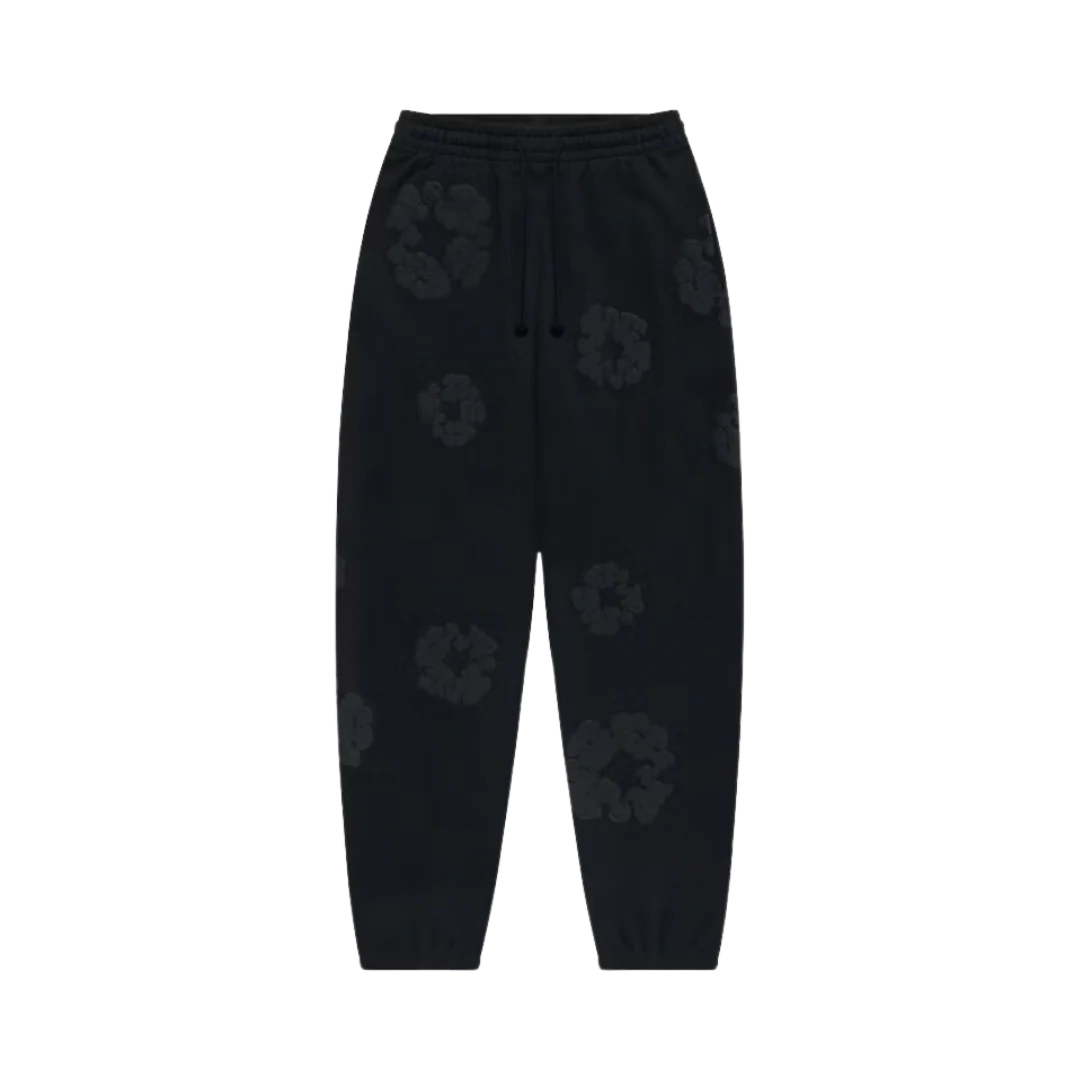 Denim Tears The Cotton Wreath Sweatpants Black Monochrome - Image 4
