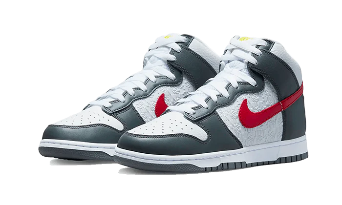 Nike Dunk High Embossed Basketball Grey Red - Image 2