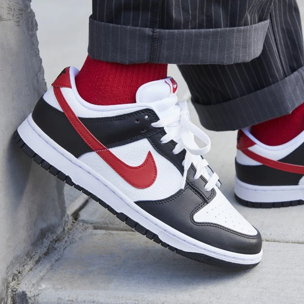 Nike Dunk Low Black White Red - Image 2