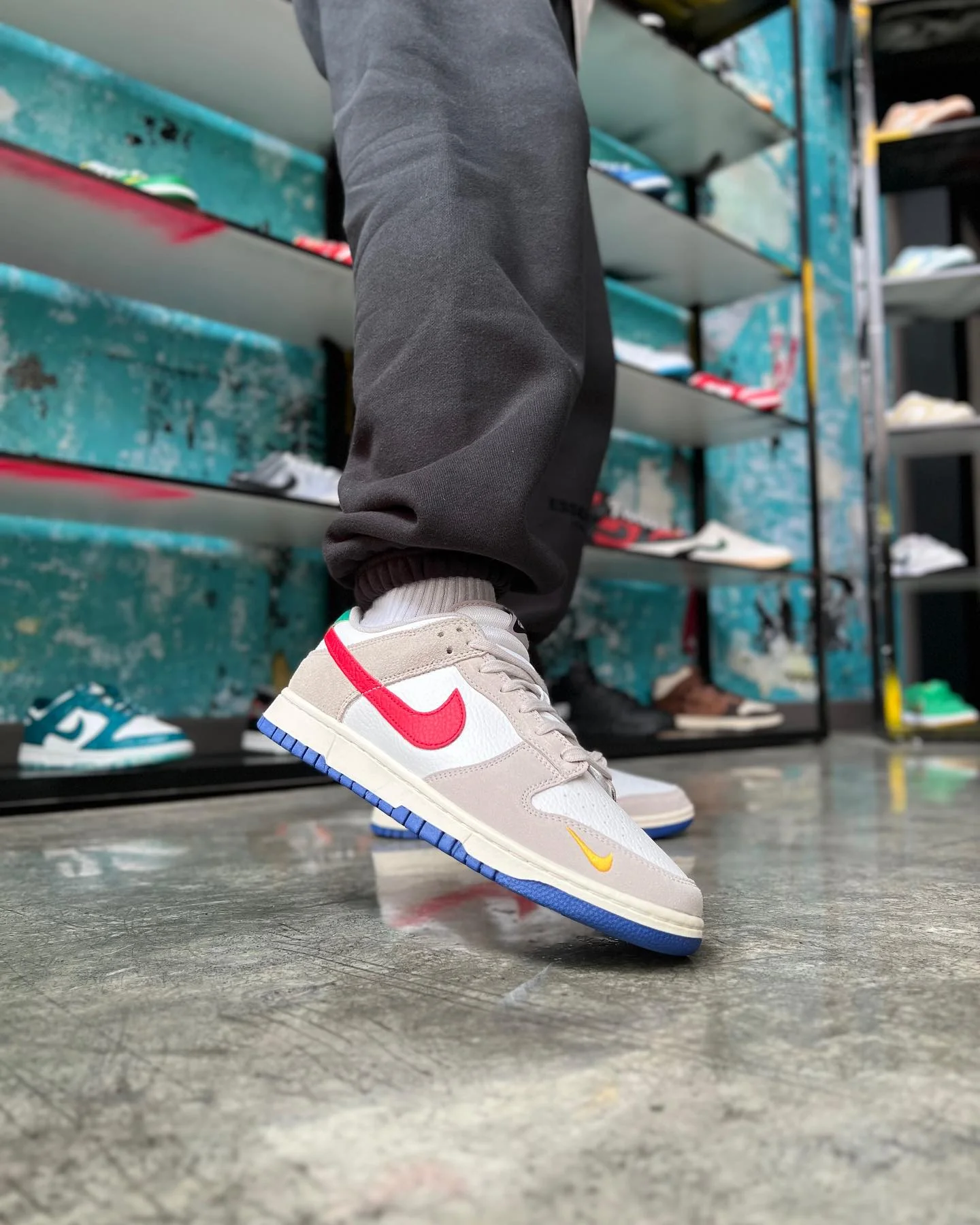 Nike Dunk Low Light Iron Ore Red Blue - Image 2