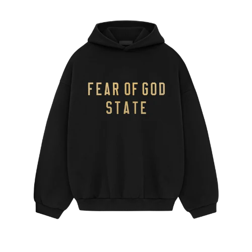 Fear of God Essentials FW24 Black Yellow State Hoodie