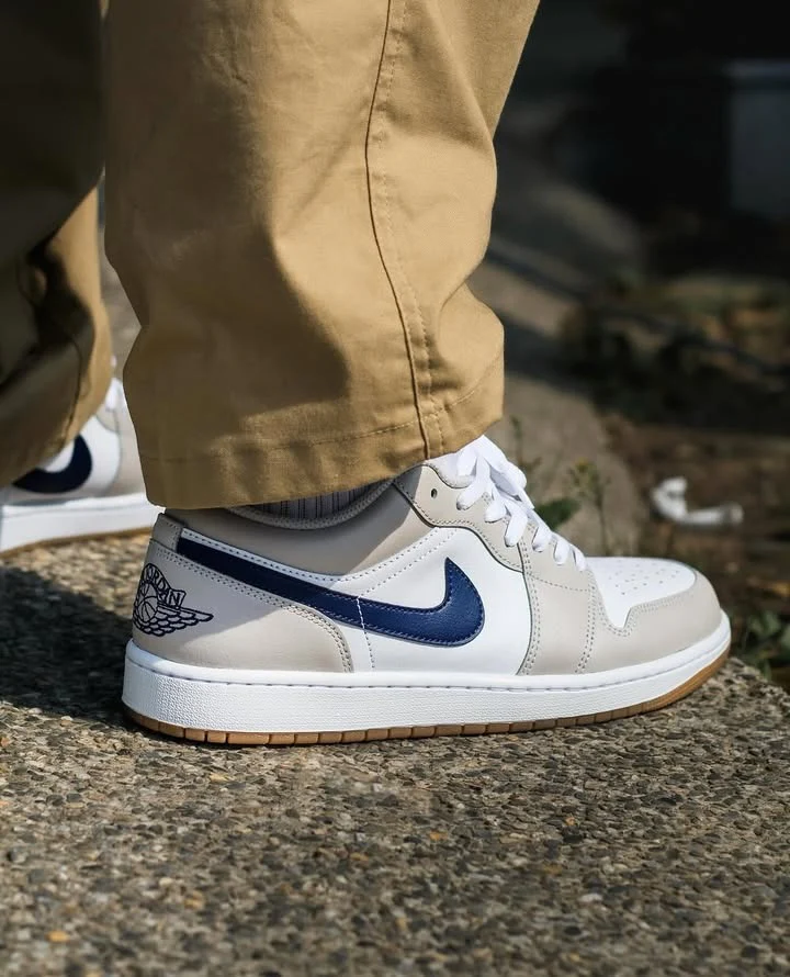 Jordan 1 Low Midnight Navy Neutral Grey - Image 3