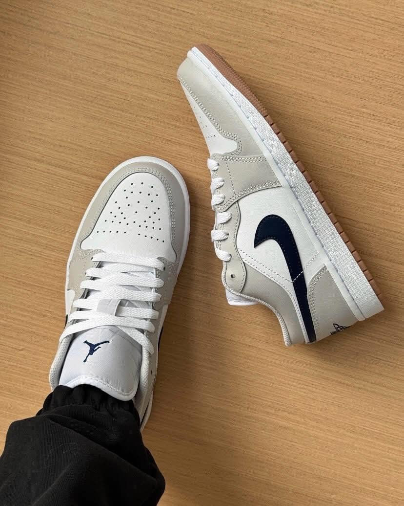 Jordan 1 Low Midnight Navy Neutral Grey - Image 4
