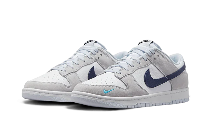Nike Dunk Low White Grey Navy Aqua Mini Swoosh - Image 9