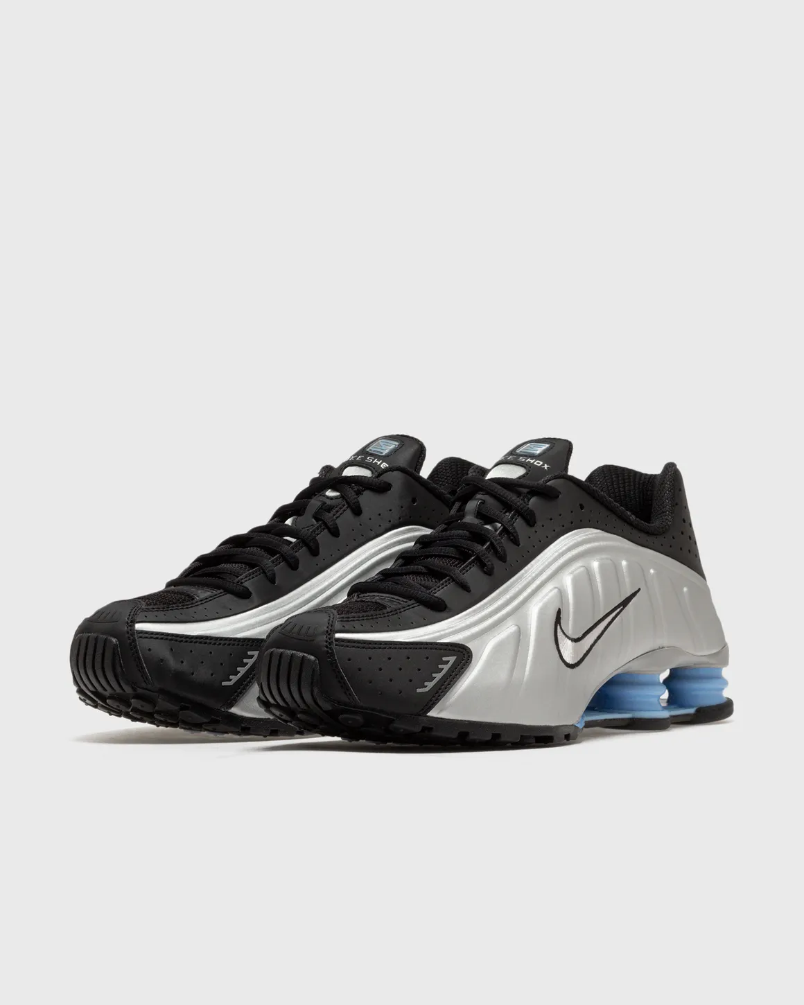 Nike Shox R4 Metallic Silver Black Psychic Blue - Image 2