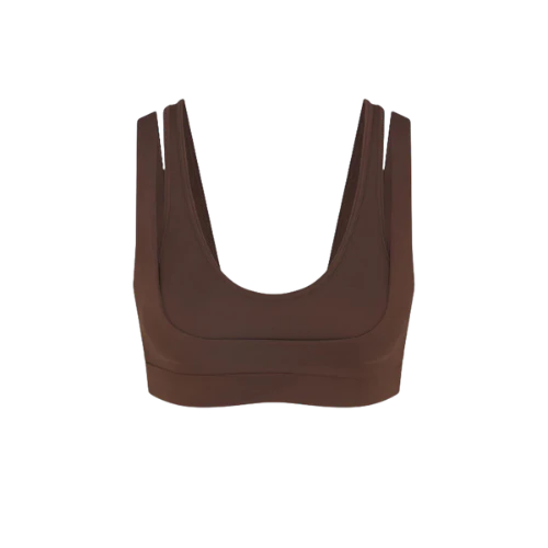 Nike x SKIMS Women's Matte Double Strap Scoop Bra Dark Sepia