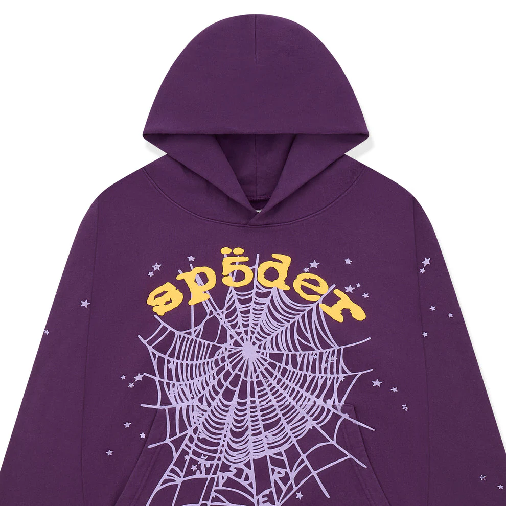 Sp5der OG Web V2 Star Hoodie Purple - Image 2