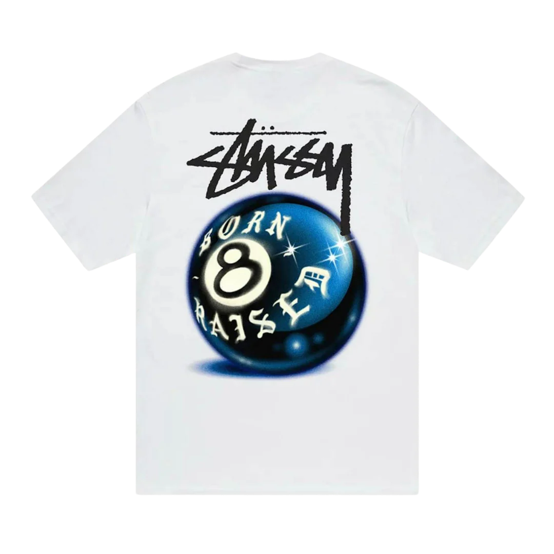 Stussy Born X Raised 8 Ball Tee White