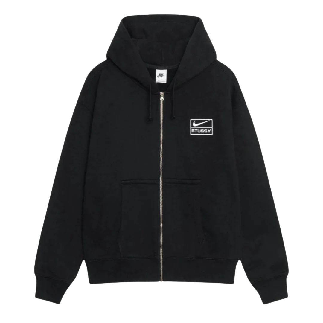 Stussy x Nike Stone Washed Fleece Zip Hoodie (FW25) Black