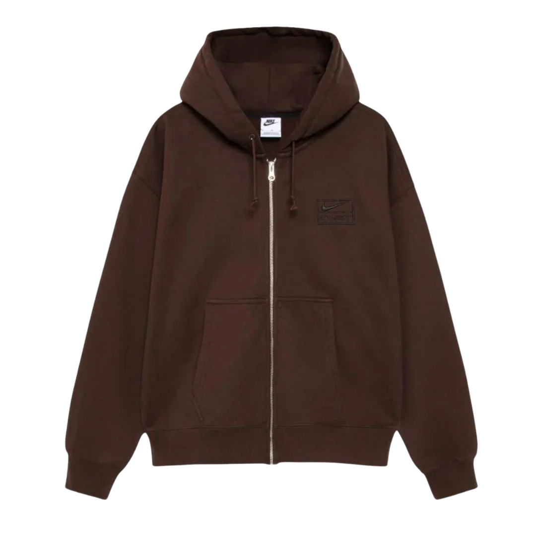 Stussy x Nike Stone Washed Fleece Zip Hoodie (FW25) Dark Cinder