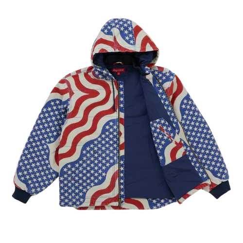 Supreme Flag Quilted Hooded Work Jacket Multicolor - Image 2