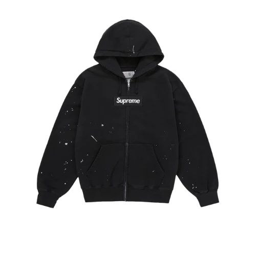 Supreme MM6 Maison Margiela Box Logo Zip Up Hooded Sweatshirt Black