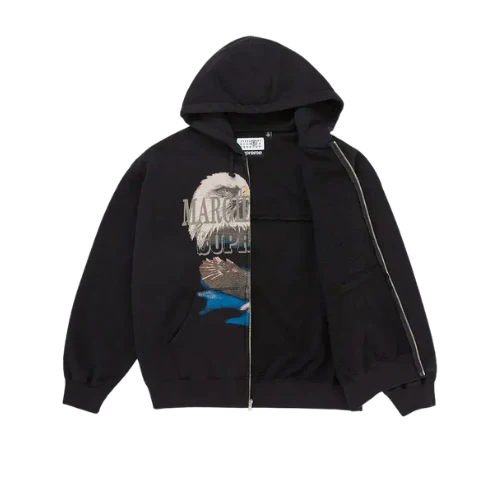 Supreme MM6 Maison Margiela Eagle Zip Up Hooded Sweatshirt Black - Image 2