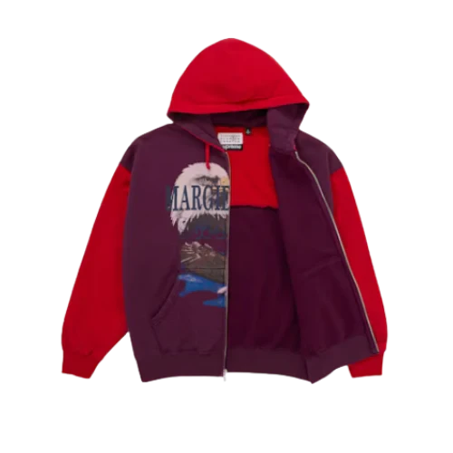 Supreme MM6 Maison Margiela Eagle Zip Up Hooded Sweatshirt Red - Image 2