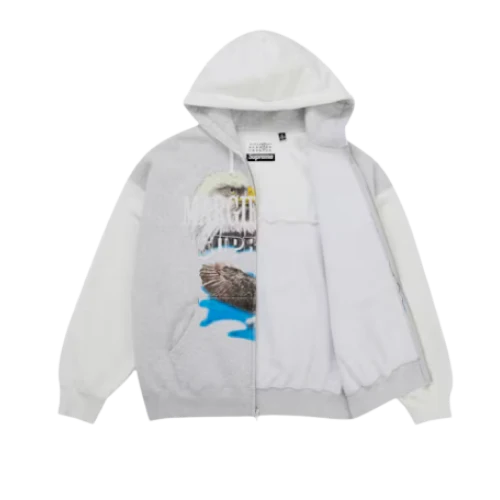 Supreme MM6 Maison Margiela Eagle Zip Up Hooded Sweatshirt White - Image 2