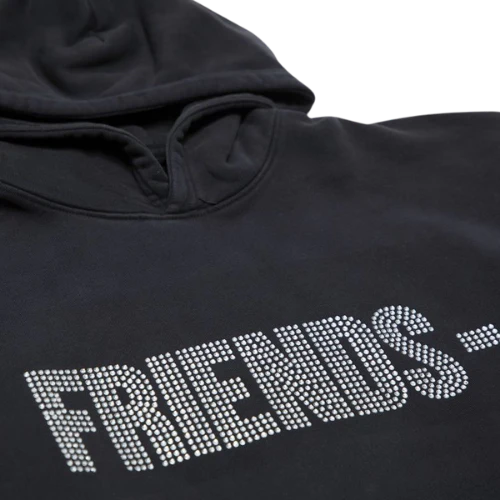 Vlone Friends Rhinestone Hoodie Black - Image 2