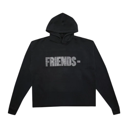 Vlone Friends Rhinestone Hoodie Black - Image 3